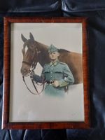 Gerahmtes Bild Soldat mit Pferd 2WK