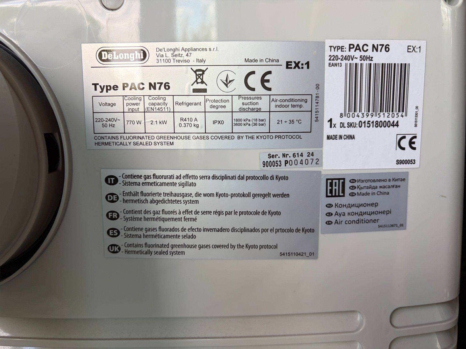 Condizionatori: Delonghi Pinguino PAC N76 Klimagerät – Usato da Nürensdorf venduto da Supremedevil 2