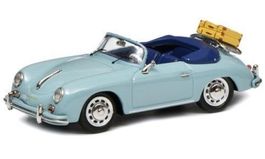 PORSCHE 356A CABRIOLET MIT GEPÄCK HELLBLAU 1:43 SCHUCO