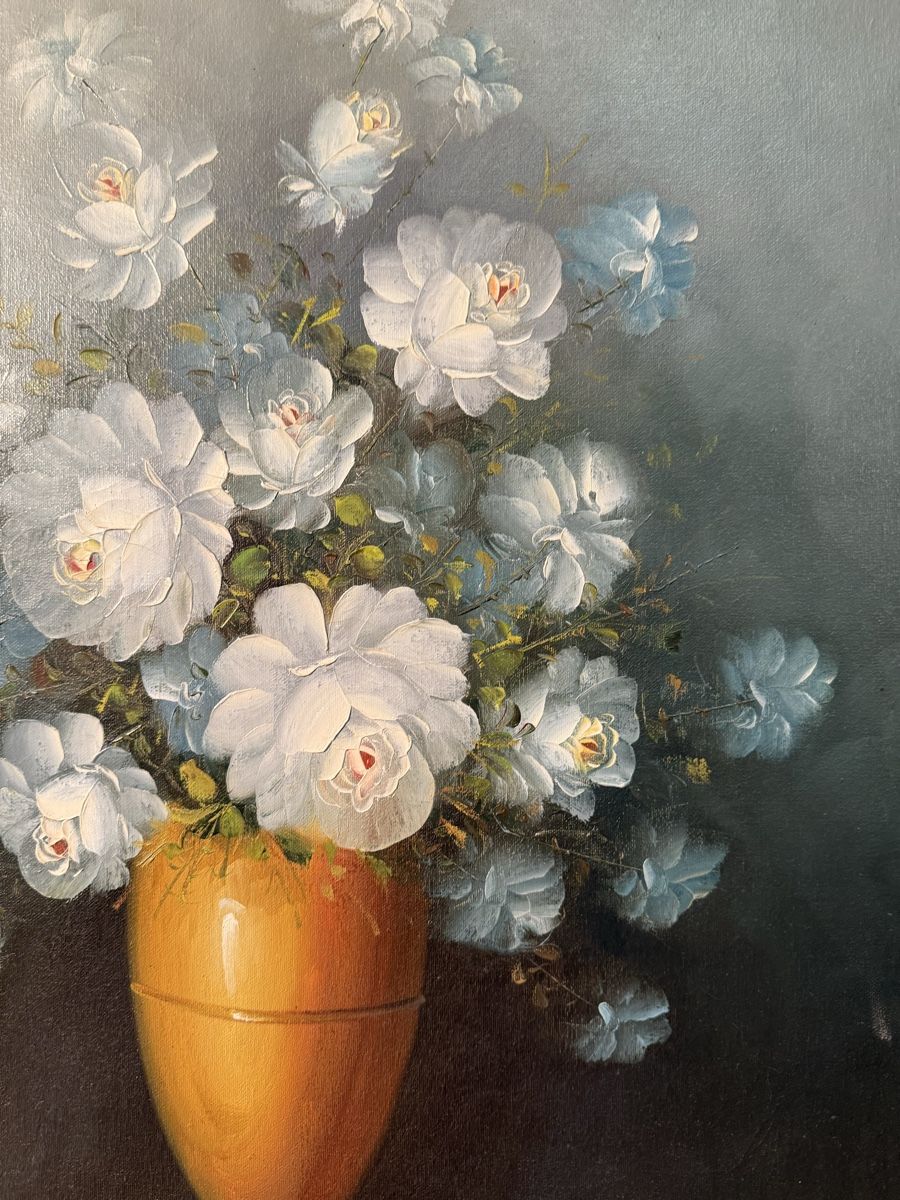 Tele & Cornici: Tableau de fleurs blanches sur étoiles – Usato da Lausanne venduto da vas_mbk2 5