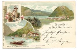Souvenir du San Salvatore (TI) Hôtel Beau-Rivage  Litho 1899