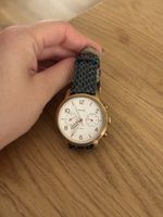 Damenuhr Fossil ES4238 goldfarben blaues Lederband