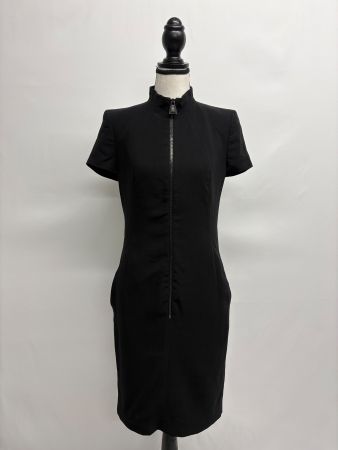 Akris knielanges Kleid Gr. 36 Wolle schwarz Reissverschluss