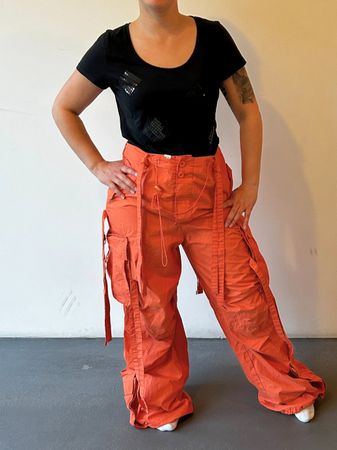 Orange Cargo Hose, Y2K Style, Grösse 36