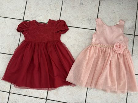 2 x Kinderkleider, partykleid gr. 104 rot , rosa  