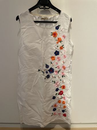 Sommerliches Kleid, Gr. L, weiss mit Blumenmuster
