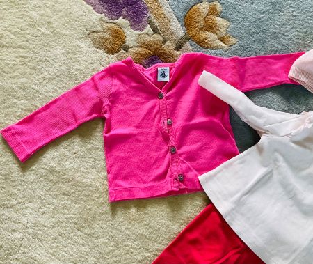 Lot de vêtements PETIT BATEAU 4p. bébé fille, 12 mois, rose