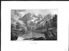 Oeschinensee Original-Litho von Pingret