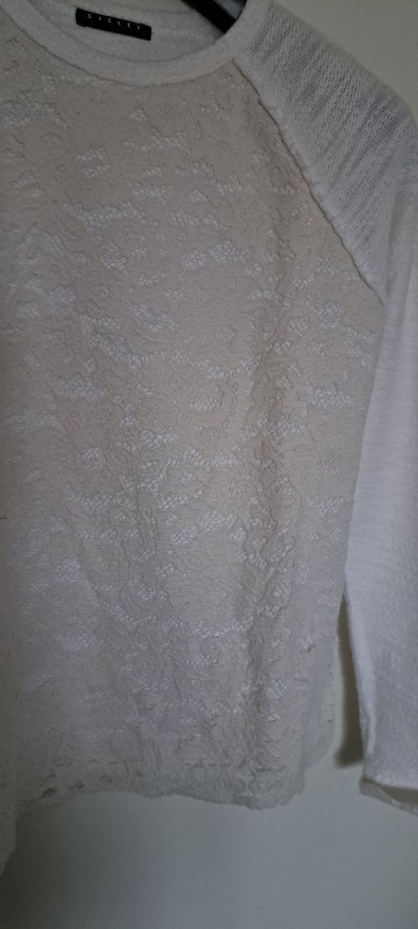 Sisley Maglioni & Felpe: Joli pull blanc marque  "Sisley" avec dentelle , Taille S – Nuovo (secondo la descrizione) da Meyrin venduto da gazon02 1
