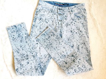PLEASE JEANS XS 34 MADE ITALY GRAU DENIM top zu bluse tunika