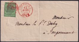1849; Nr.7 (Dunkelgrüner Adler) auf Brief +Attest, Kat: 7500