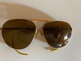 Sonnenbrille Pilotenbrille Goldfarben mit Etui gebraucht