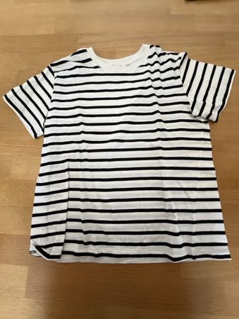 H&M gestreiftes T-Shirt Schwarz Weiss Grösse M