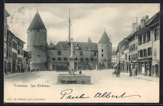Cartoline postali: AK Yverdon, Le Château, 1903 – Usato da Berlin venduto da bartko-reher