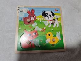 Puzzle animaux avec fourrure en dessous des pièces, eveil se