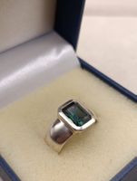 Vintage 925er Silber Ring mit grünem Turmalin Edelstein Top