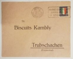 JB20) 27, Wappen Neuenburg Pro Juventute Brief mit Werbe⊙