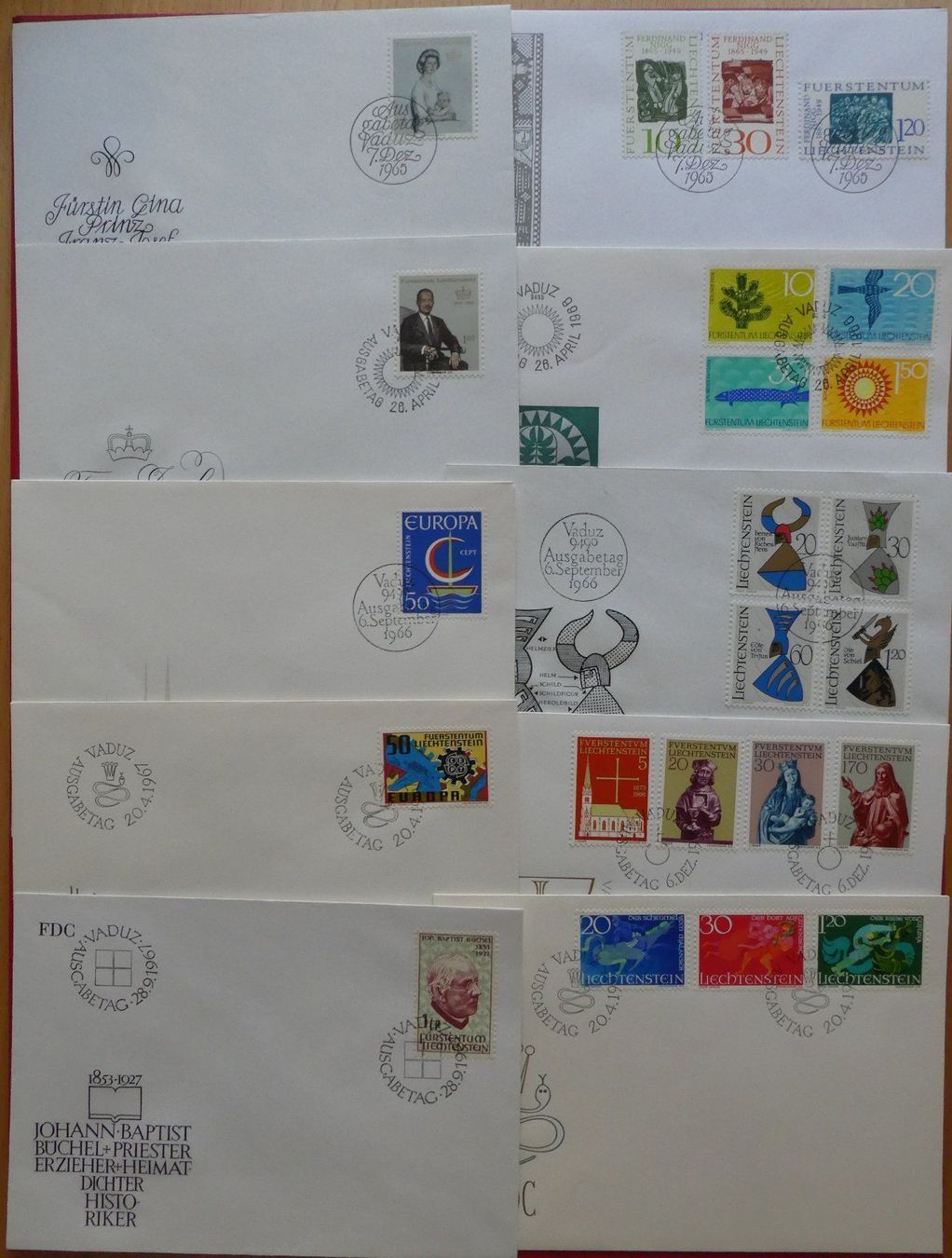 Alle Briefmarken: Liechtenstein 28 versch. Ersttagsbriefe FDC 1965-69 – Neu und originalverpackt aus Vaduz von muro100