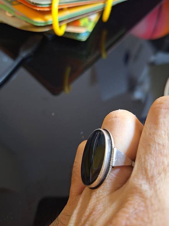Anelli: Silber-Ring mit schwarzem Onyx – Usato da Olten venduto da si91