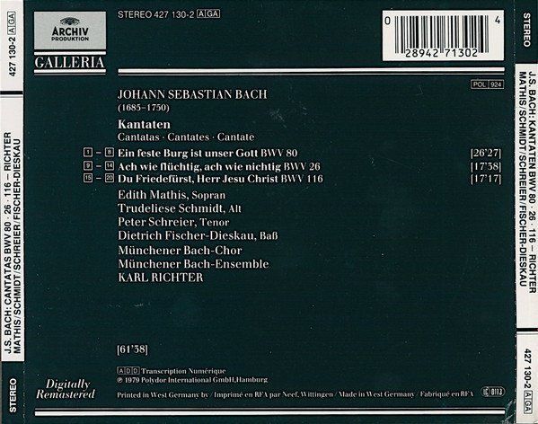 CD: Karl Richter -Edith Mathis,Trudeliese Schmidt,Peter Schreier – Usato da Engelberg venduto da margol 1
