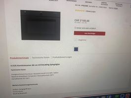Neuer V -zug Backofen Steamer xsl60 type cstxsl60 1399.-