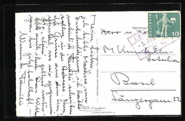 Cartoline postali: AK St. Stephan, Kirche mit Wildstrubel – Usato da Berlin venduto da bartko-reher 1