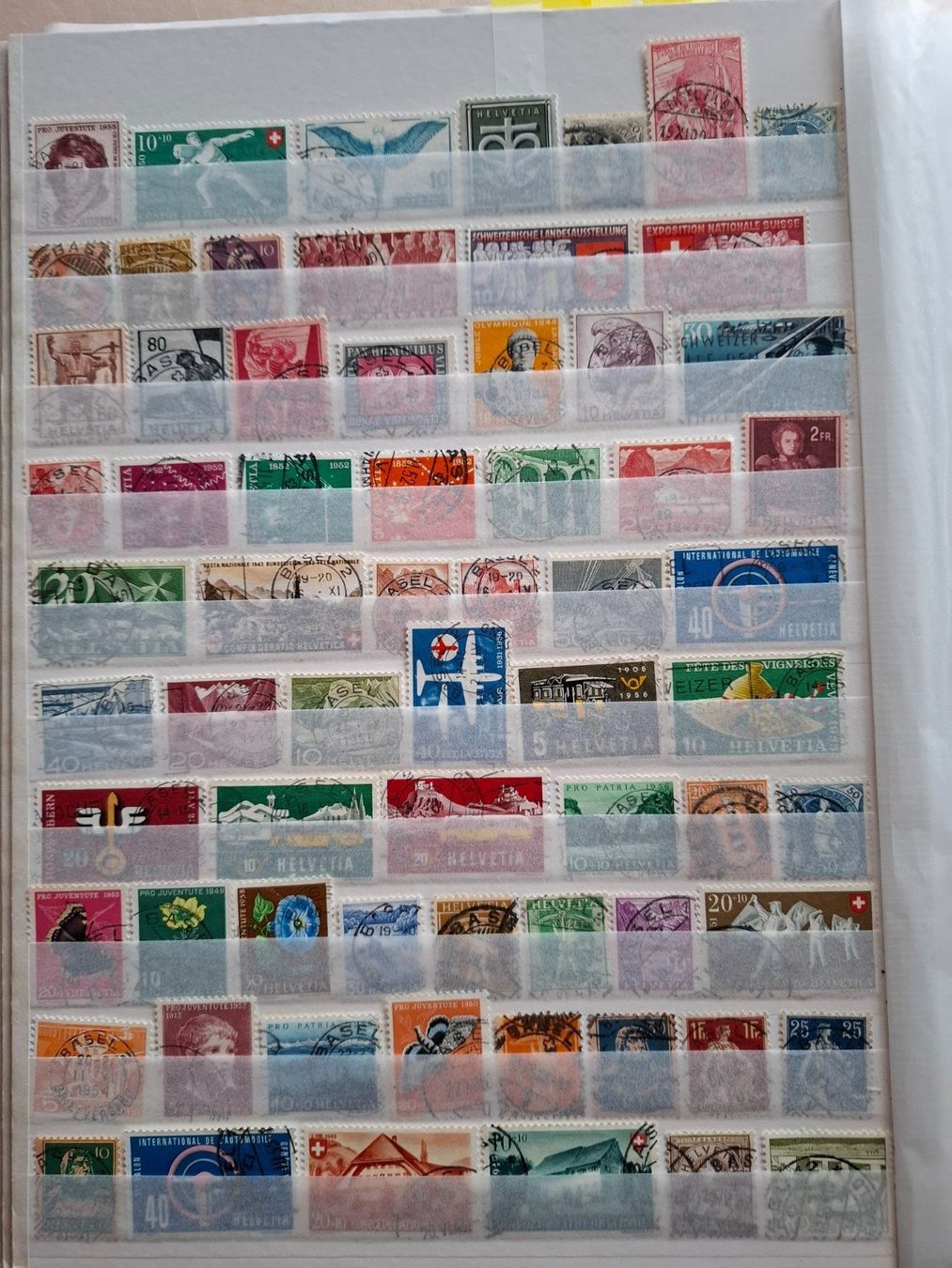 Alle Briefmarken: 67 Schweizer Briefmarken mit Stempel "Basel" – Gebraucht aus Frauenfeld von Interessent1
