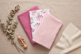 Mulltücher Baby 3er Set 100% Baumwolle | Musselin Pucktücher