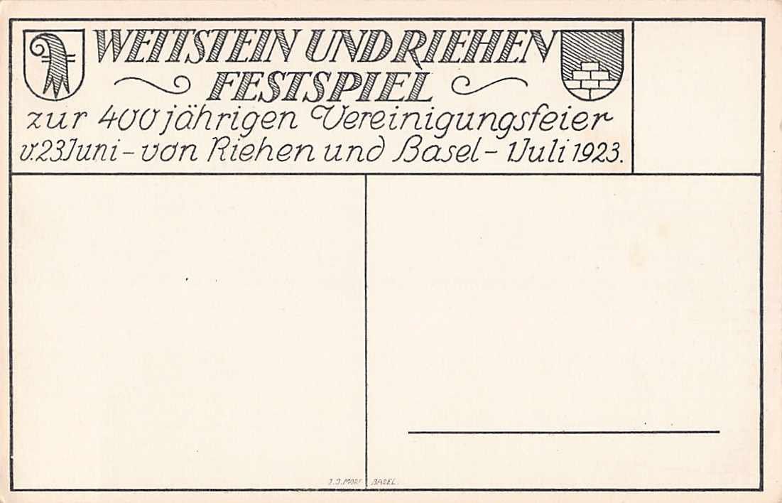 Cartoline postali: TOP Ansichtskarte: FESTSPIELE RIEHEN BS 1923 – Usato da Winterthur venduto da SchatzchischtliWinti 1