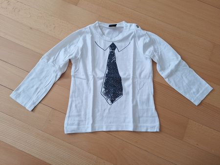 Langarmshirt mit Krawatte in Gr. 86