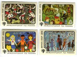 Briefmarken Kinderzeichnungen. UdSSR.