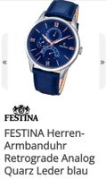 Festina Herrenuhr Retrograde blau Lederarmband Swiss Made ⏱️