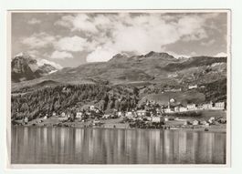 St. Moritzersee und Dorf, mit Piz Nair Restaurant, J. 1955