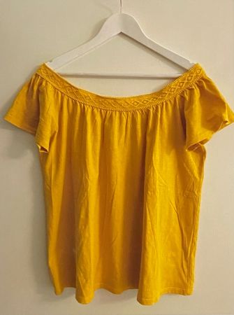 PROMOD T-shirt jaune soleil col Bardot 100% coton t. L