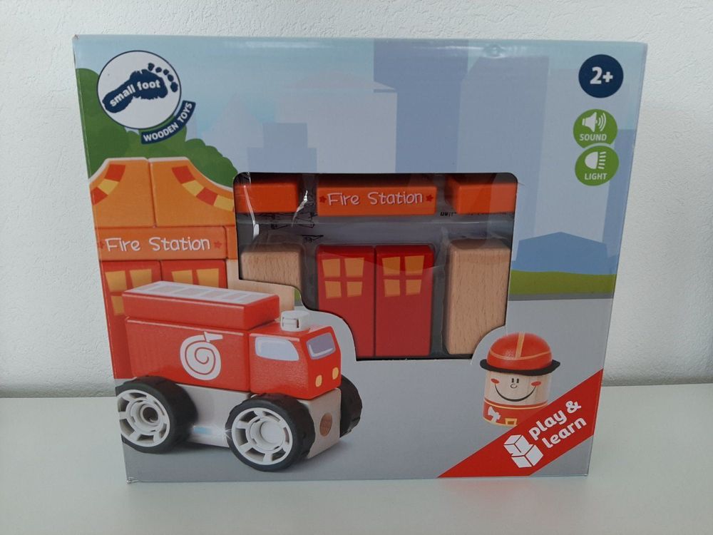 Small Foot Holzbausatz Feuerwehr – Steckspielzeug Für Kinder Zum Zusammenbauen & Stapeln