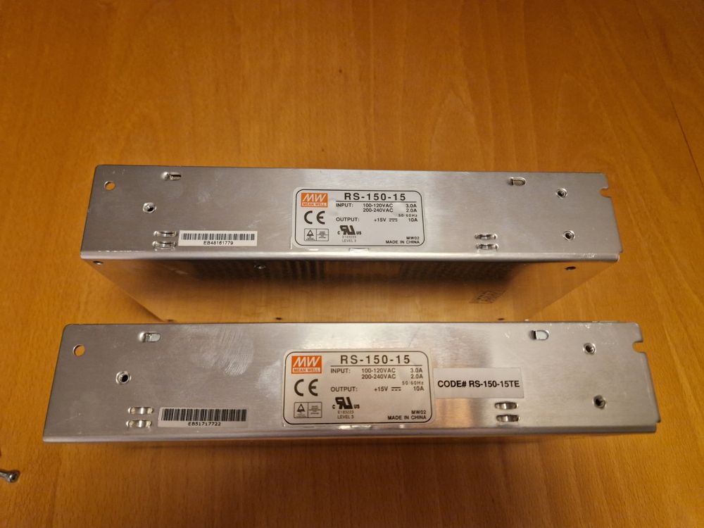 2x MW Mean Well RS-150-15 Schaltnetzteil 15 V/DC 150 W 1
