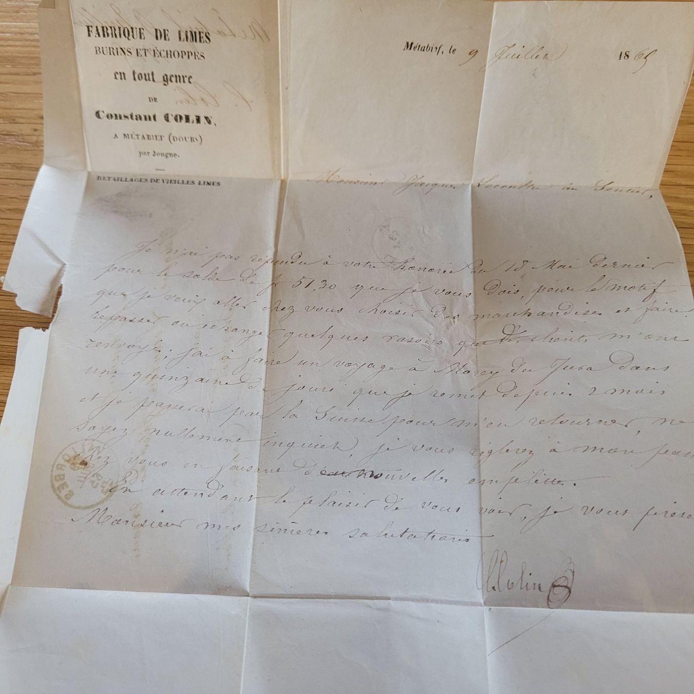 Tutti i francobolli: Document Préphilatélique Vallorbes 1865 Le-Sentier – Usato da Biel/Bienne venduto da Destockweb 3