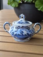 Delft Blauw Zuckerdose mit Deckel & 2 Henkeln – Handgemalt