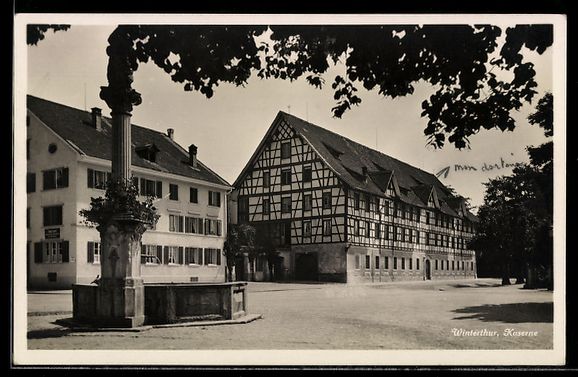 Cartoline postali: AK Winterthur, Kaserne mit Straßenpartie – Usato da Berlin venduto da bartko-reher