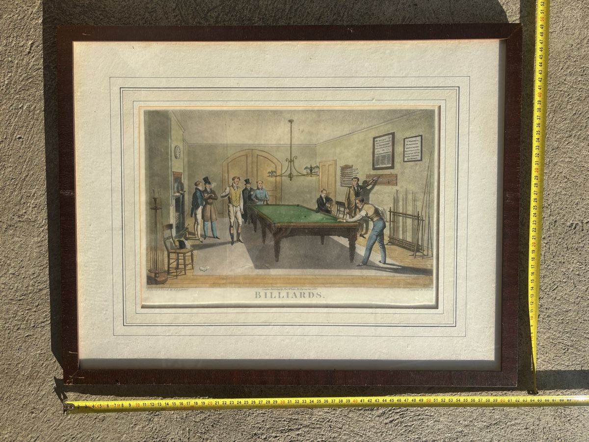 Poster & Bilder: Antike Billard-Szene, um 1897, gerahmt – Gebraucht aus Frauenfeld von Fubech