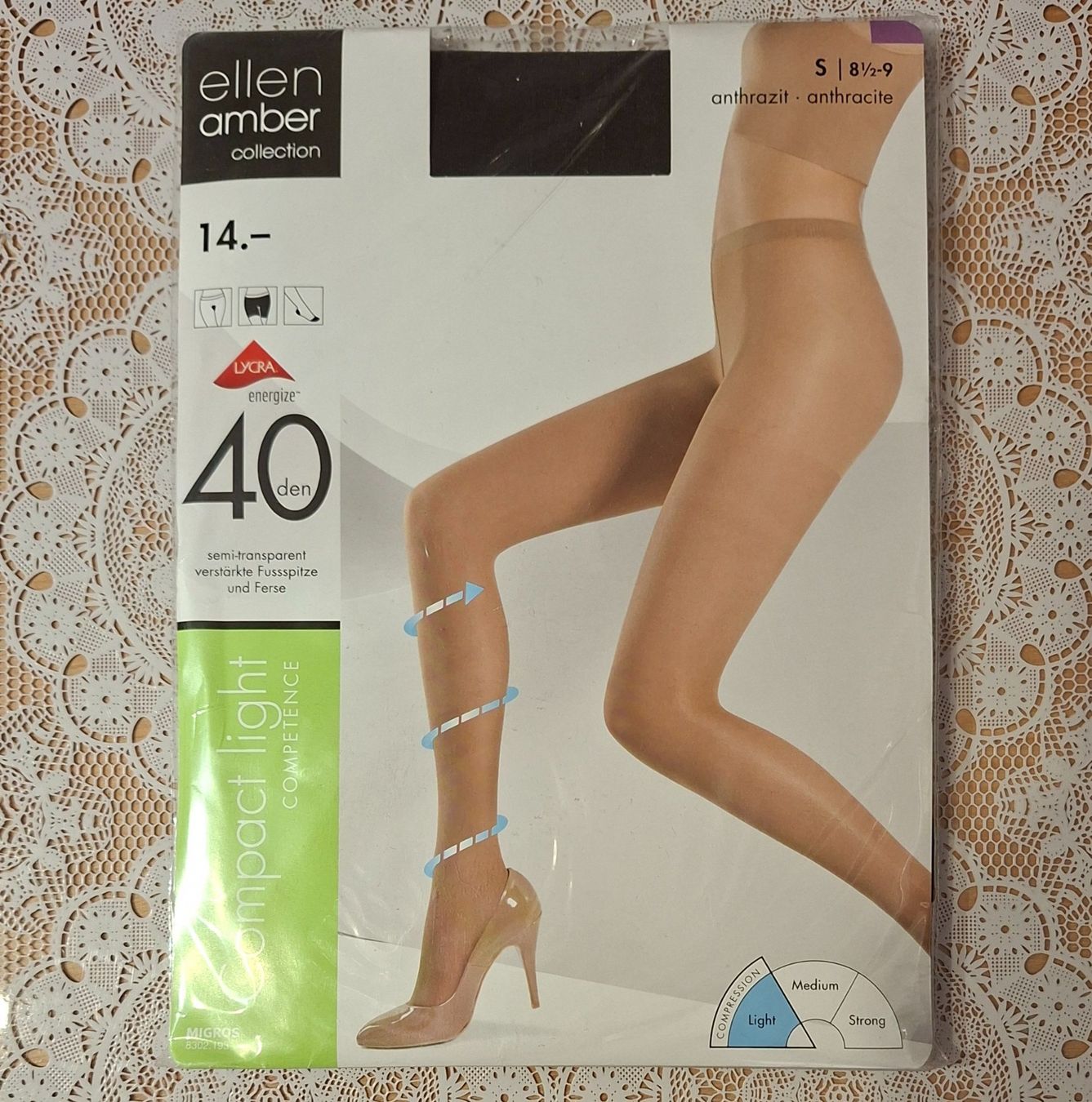 Ellen Amber Calze & Collant: Ellen Amber Compact Light Strumpfhose 40den Gr.S Anthrazit – Nuovo e nell'imballaggio originale da Amriswil venduto da Celini3