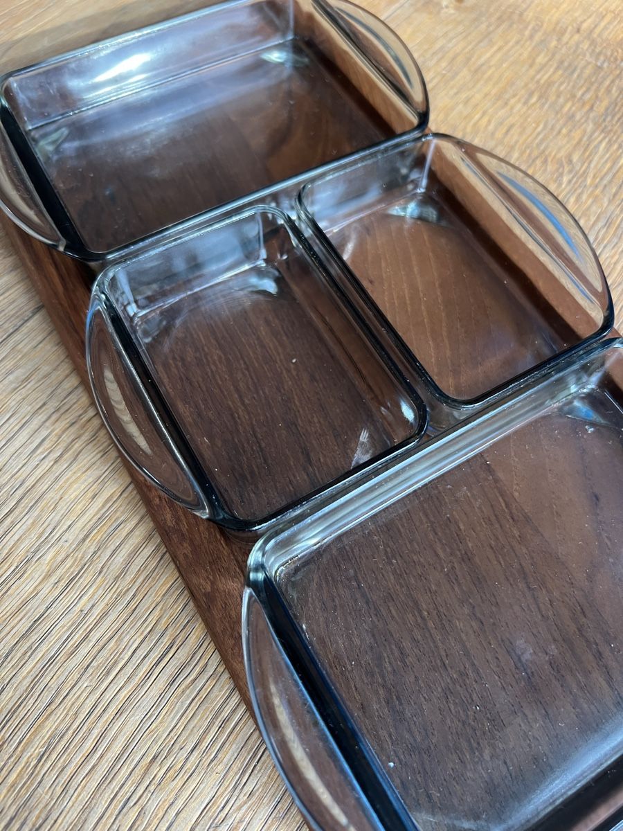 Servierplatten: Dänisches Digsmed Teak und Glas Snacktablett  – Gebraucht aus Uerikon von Saffagirl 2