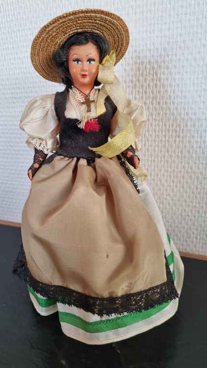 Ancienne Poupée Girofla Avec Boîte à Musique - Jouet Vintage En Bois