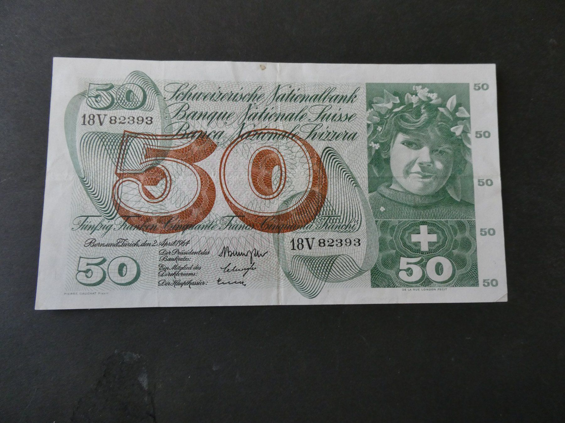 Billets de banque: Schweiz 1964, 50 Franken – D'occasion à Hinterforst par rohusri