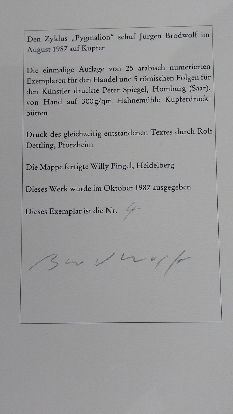 Libri: Kunstmappe Pygmalion Jürgen Brodwolf – Usato da Zürich venduto da Top-Deal-Schweiz 1