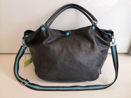 🤩GABS XL WEICHE LEDER-TASCHE SCHWARZ-TÜRKIS NEUWERTIG