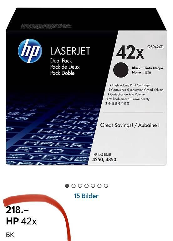 Hewlett Packard Cartucce per stampanti & toner: neuer Toner HP 42x, schwarz – Nuovo (secondo la descrizione) da Necker venduto da liq24 1