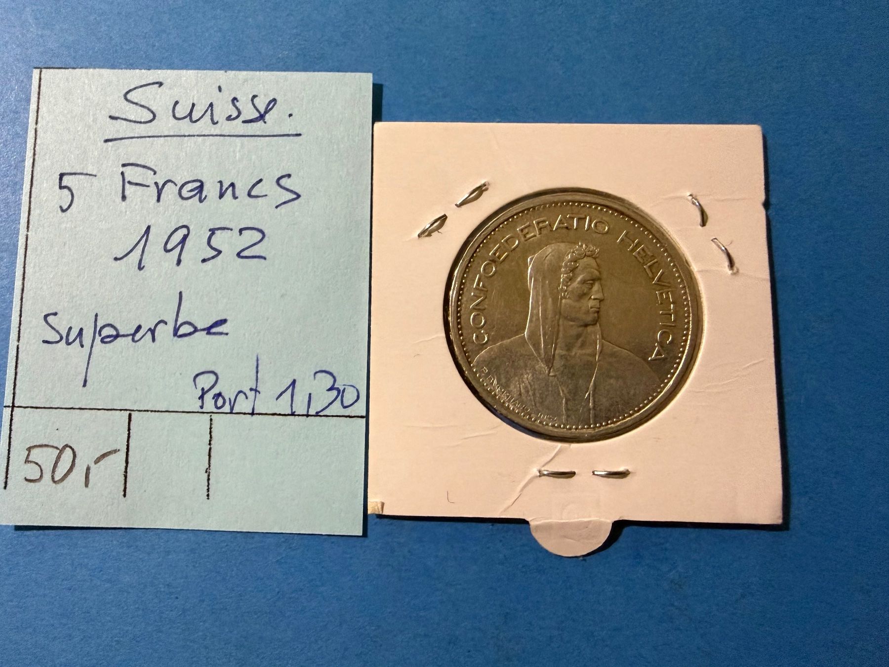 Tutti le monete: Suisse : 5 FRANCS 1952 - SUPERBE ET RARE – Usato da genève venduto da GEnumist 2