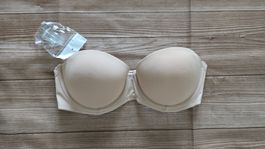 Trägerloser Push-Up // 70 B // Bandeau-BH in Nude