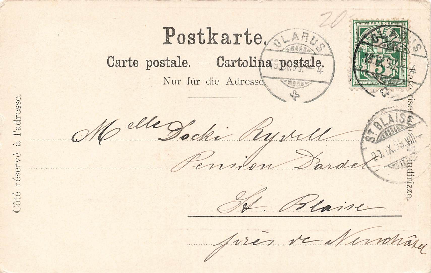 Cartoline postali: Glarus gegen die Freibergkette – Usato da Biasca venduto da Blenio71 1